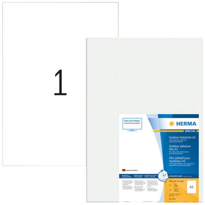 Etiket HERMA 9544 297x420mm weerbestendig wit 40stuks