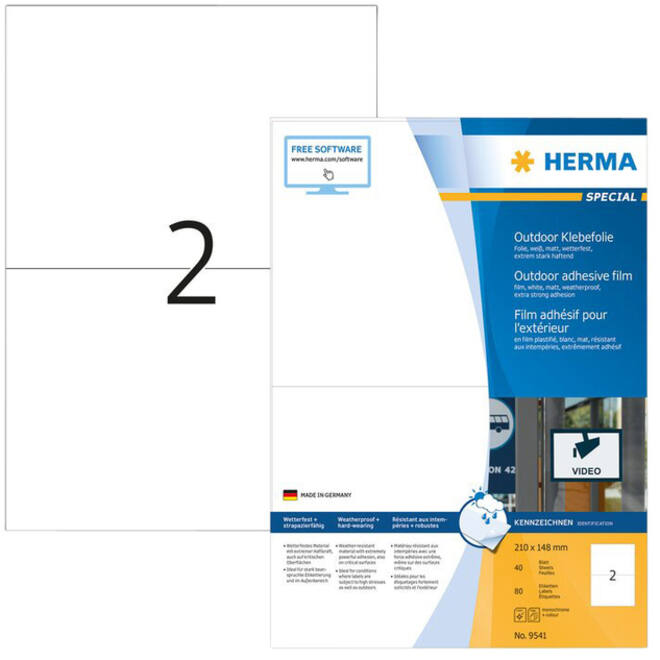 Etiket HERMA 9541 210x148mm weerbestendig wit 80stuks