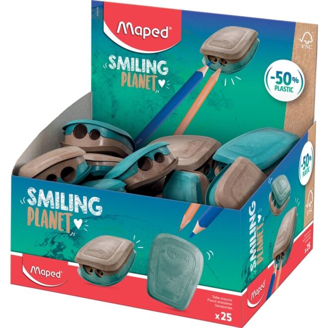 Puntenslijper Maped Smiling Planet 2-gaats display à 25 stuks
