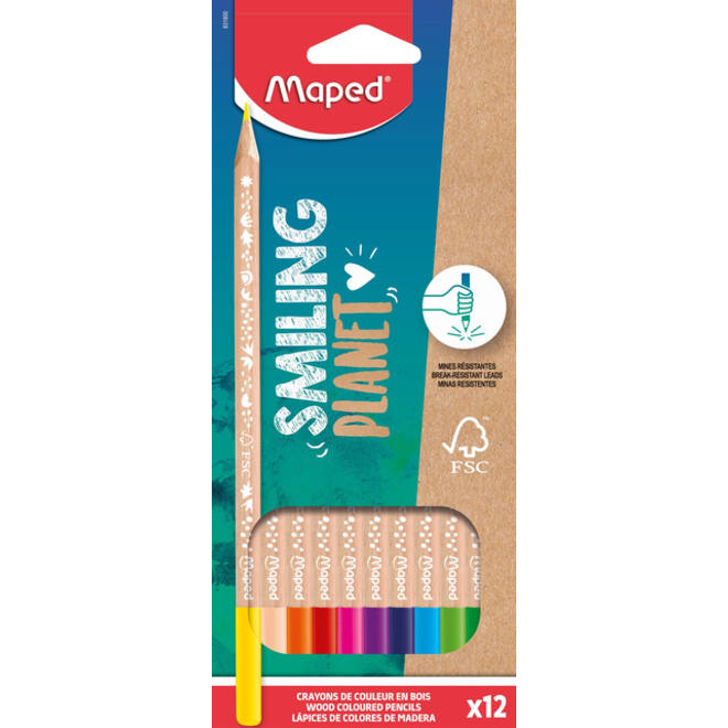 Kleurpotlood Maped Smiling Planet doos à 12 kleuren