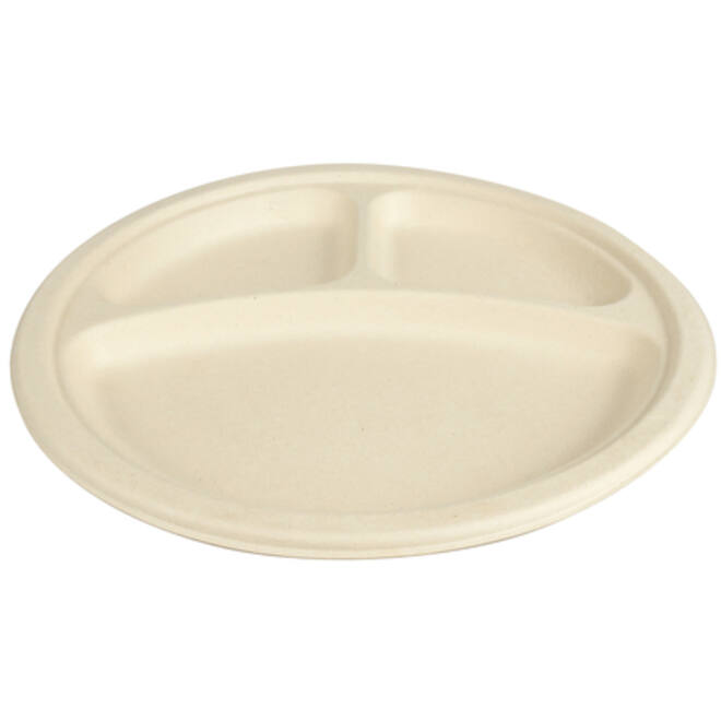 Bord IEZZY 260mm 3 vaks suikerriet PFAS-vrij naturel 50 stuks