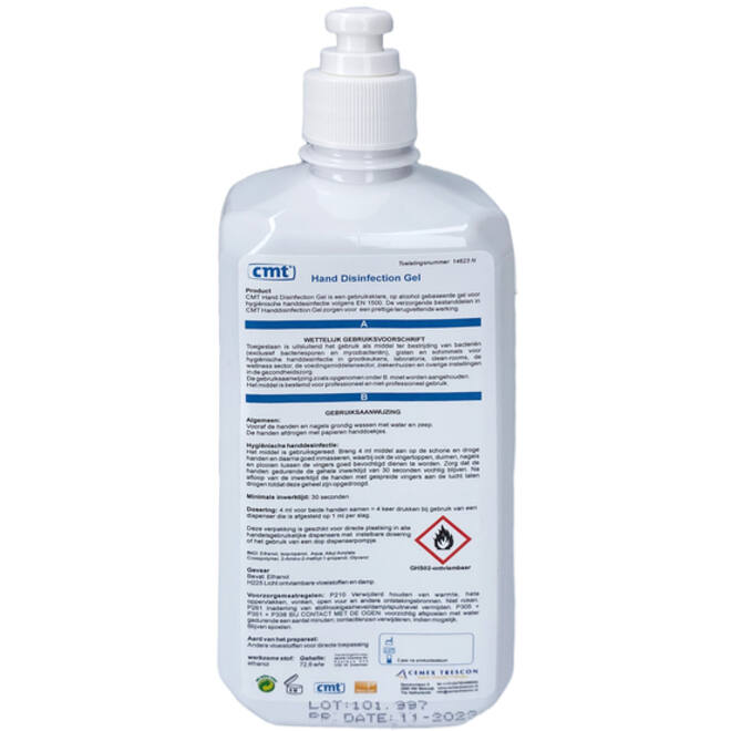 Handdesinfectie CMT systeemfles met pomp alcoholgel 500ml
