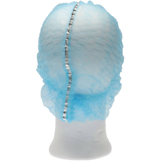 Haarnet CMT clip non-woven L 53cm met detectie strip PP blauw