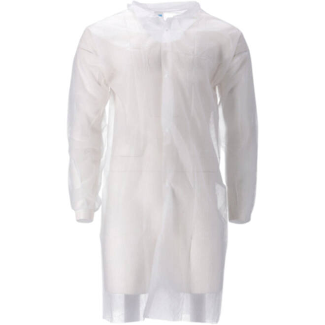 Bezoekersjas CMT XXL non-woven drukknopen 104cm lang PP wit