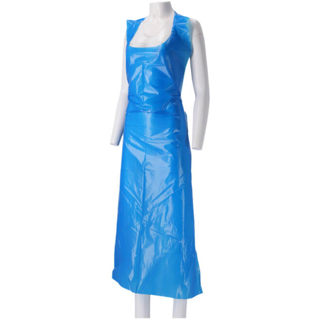 Schort CMT 125x80cm 20mu geruwd op blok PE blauw