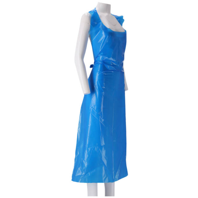 Schort CMT 125x80cm 20mu geruwd op blok PE blauw