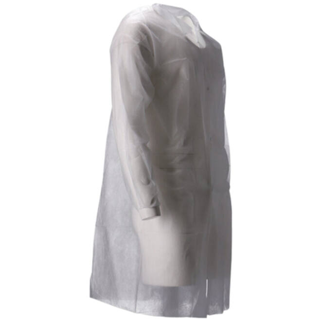 Bezoekersjas CMT M non-woven drukknopen 104cm lang PP wit