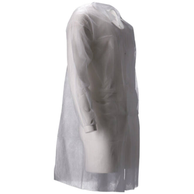 Bezoekersjas CMT L non-woven drukknopen 104cm lang PP wit