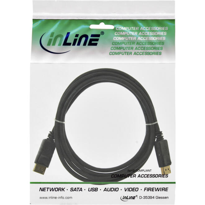 Kabel inLine displayport 4K60HZ M-M 1.5 meter zwart