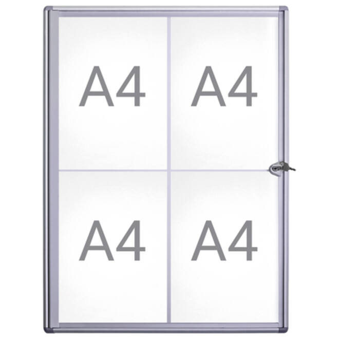 Binnenvitrine wand MAULextraslim whiteboard 4xA4 met slot