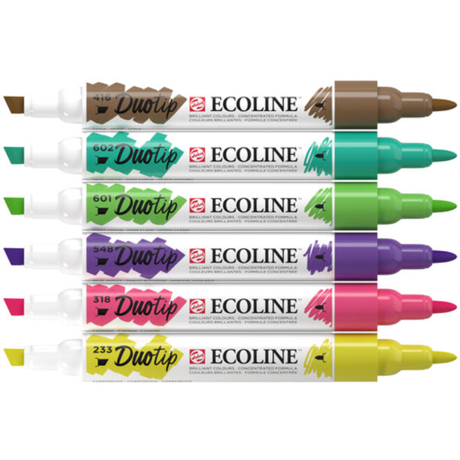 Duotip marker Ecoline botanisch set 6 kleuren
