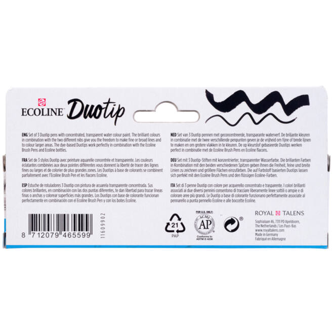 Duotip Talens Ecoline set à 3 stuks zwart en grijs