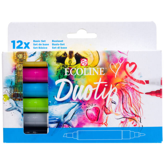 Duotip marker Ecoline basis set 12 kleuren