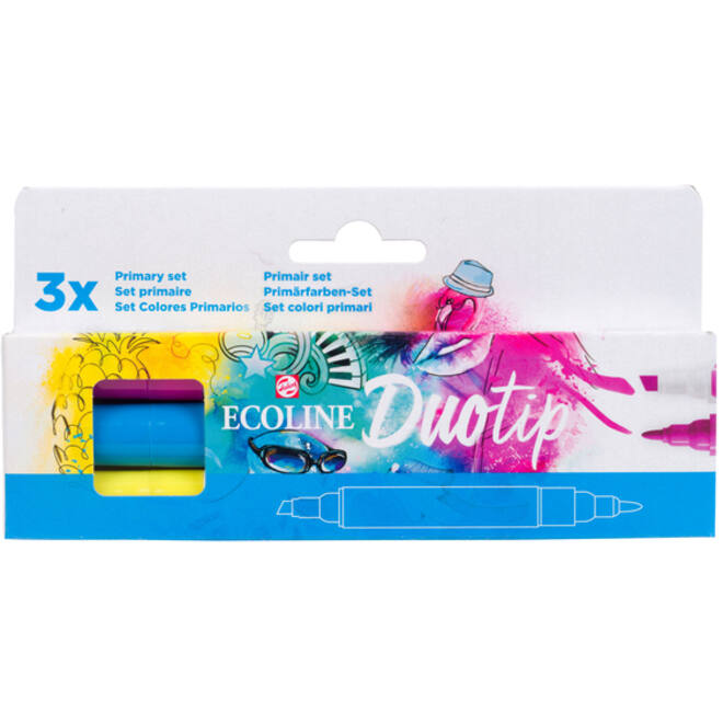 Duotip marker Ecoline primair set 3 kleuren