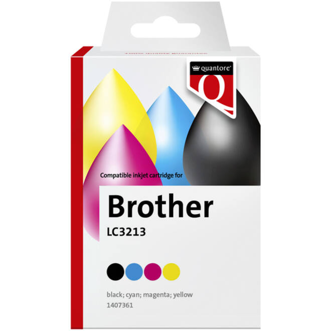 Inktcartridge Quantore alternatief tbv Brother LC3213 zwart + 3 kleuren