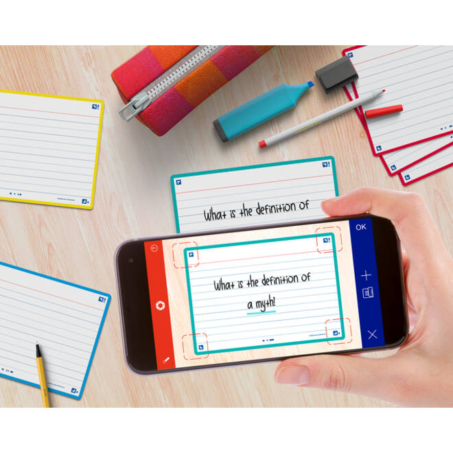 Flashcard Oxford 2.0 75x125mm 80vel 250gr lijn assorti