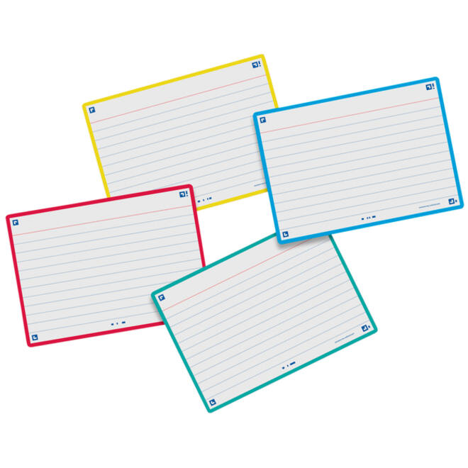 Flashcard Oxford 2.0 75x125mm 80vel 250gr lijn assorti