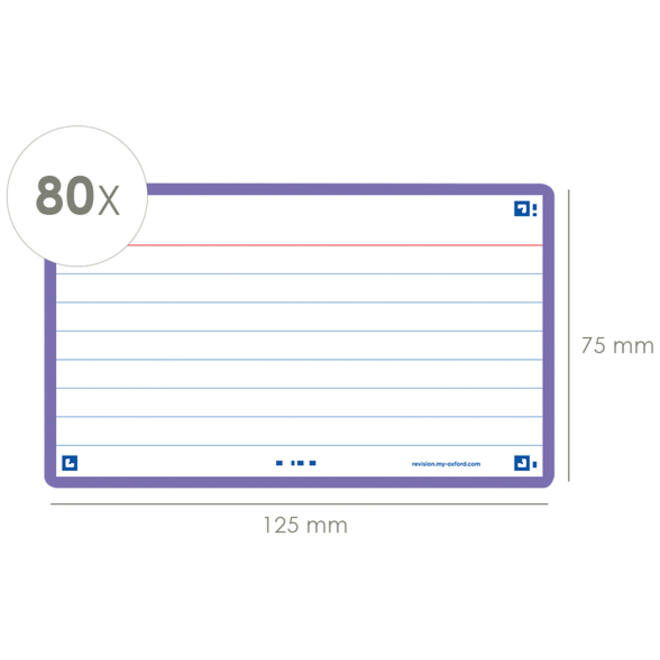 Flashcard Oxford 2.0 75x125mm 80vel 250gr lijn paars