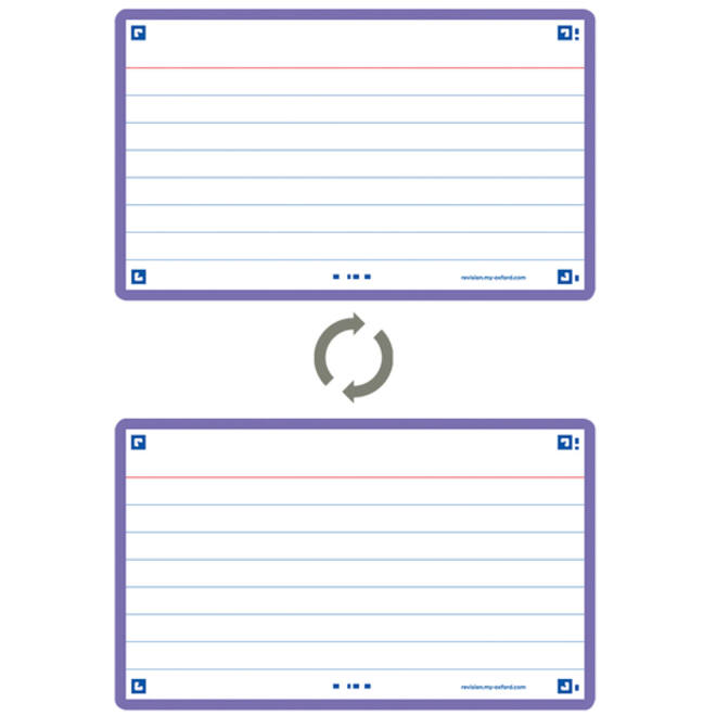 Flashcard Oxford 2.0 75x125mm 80vel 250gr lijn paars