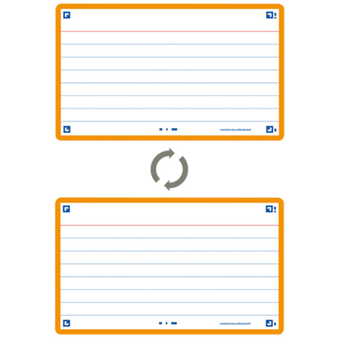 Flashcard Oxford 2.0 75x125mm 80vel 250gr lijn oranje