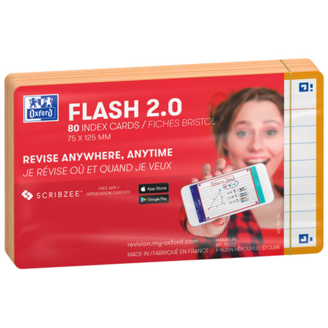 Flashcard Oxford 2.0 75x125mm 80vel 250gr lijn oranje
