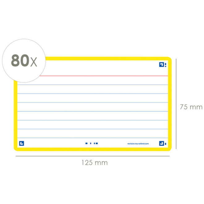 Flashcard Oxford 2.0 75x125mm 80vel 250gr lijn geel
