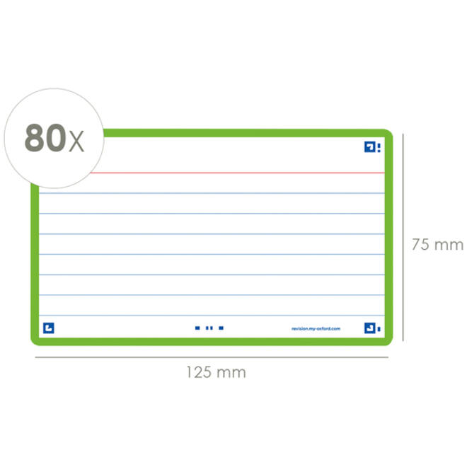 Flashcard Oxford 2.0 75x125mm 80vel 250gr lijn groen