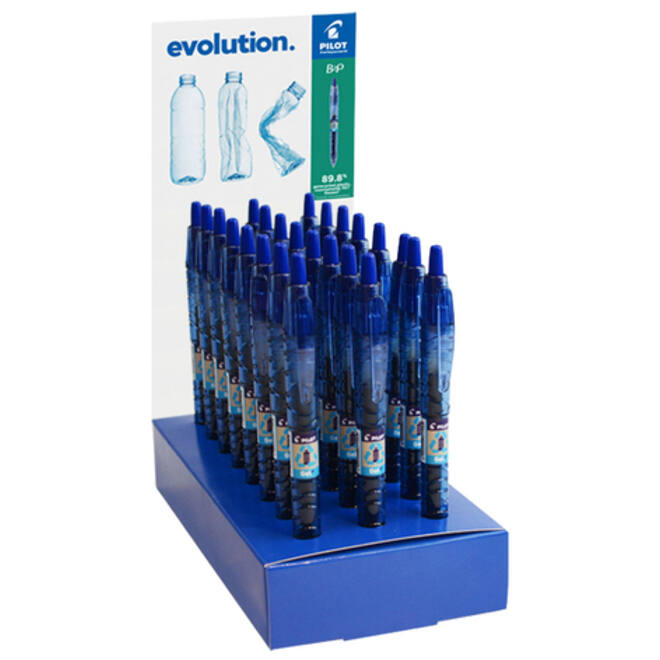 Gelschrijver PILOT Begreen B2P medium blauw display à 24 stuks