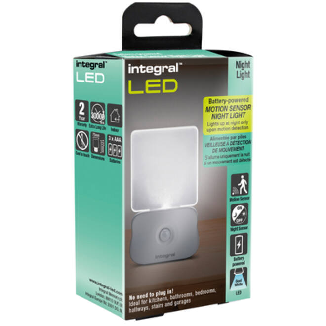 Led nachtlamp Integral 4000K koel wit 0.5W 7lumen sensor op batterijen
