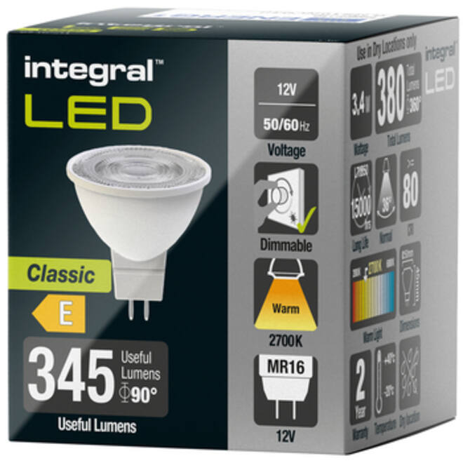Ledlamp Integral MR16 2700K warm wit 4.6W 380lumen