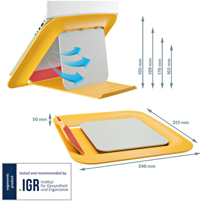 Laptopstandaard Leitz Ergo Cosy geel