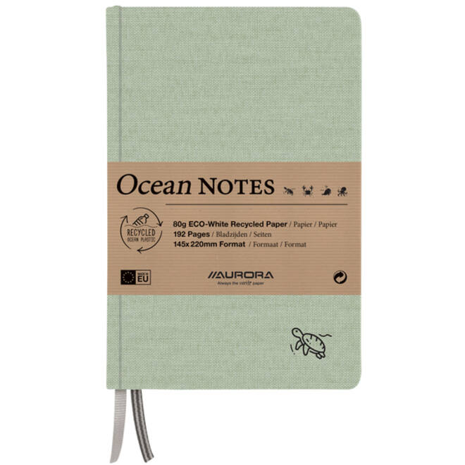 Notitieboek Aurora Ocean A5 192blz lijn 80gr linnenstructuur kaft groen