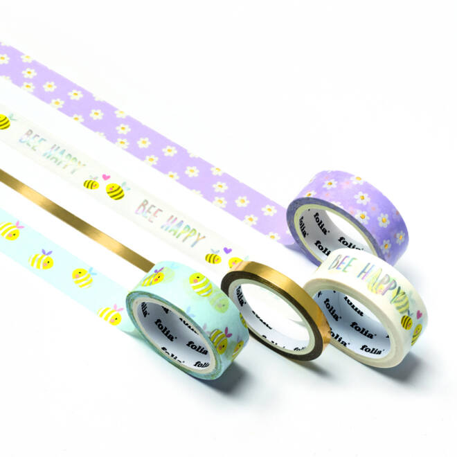 Washi tape Folia hotfoil bees 3x 15mmx5m 1x 10mmx5m