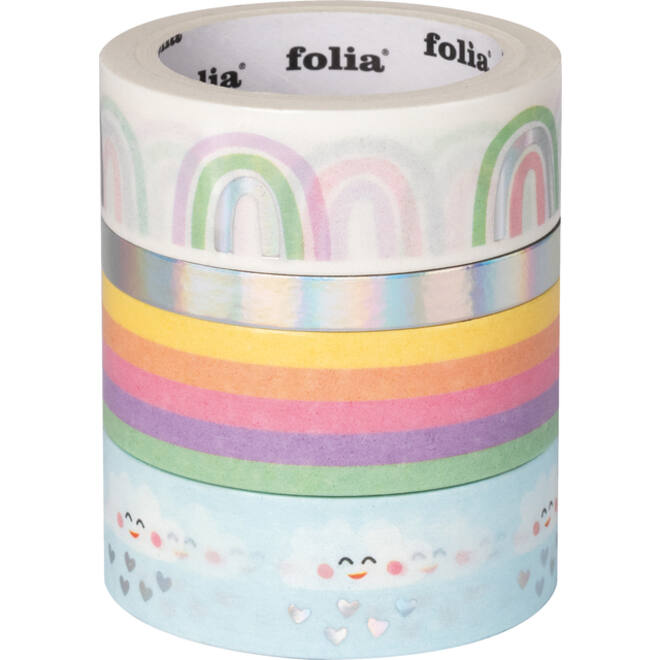 Washi tape Folia hotfoil rainbow 2x 15mmx5m 1x 10mmx5m