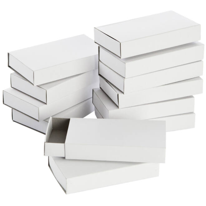 Luciferdoosjes Folia groot 110x60x20mm 12 stuks wit