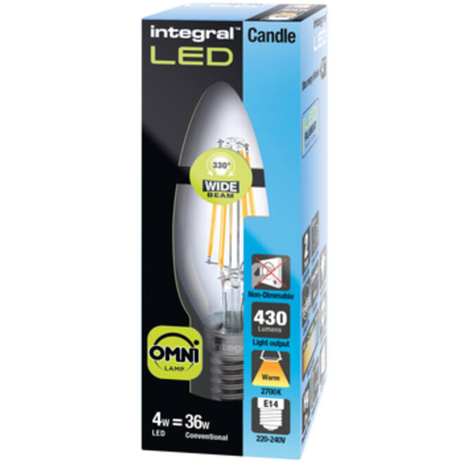 Ledlamp Integral E14 2700K warm wit 4W 470lumen