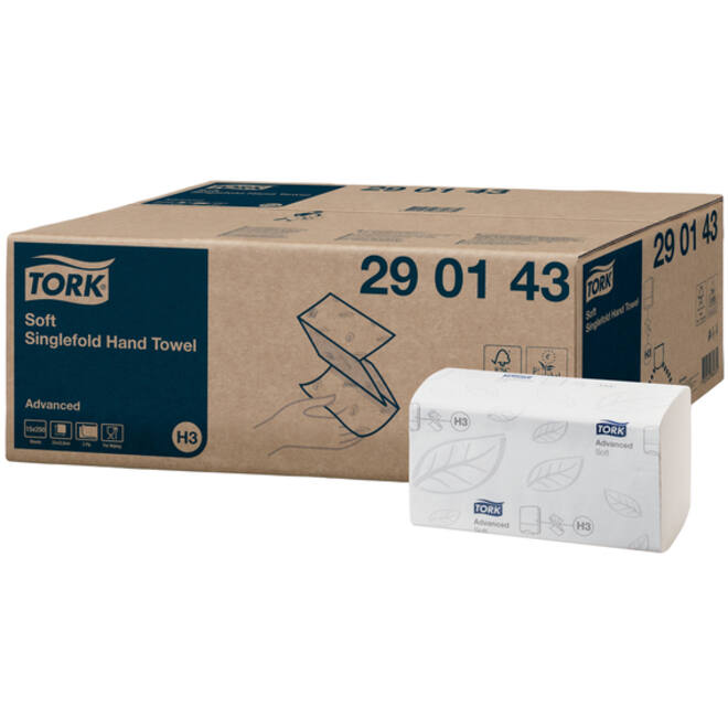 Handdoek Tork H3 Advanced Z 2 laags singefold 23x23cm wit 290143