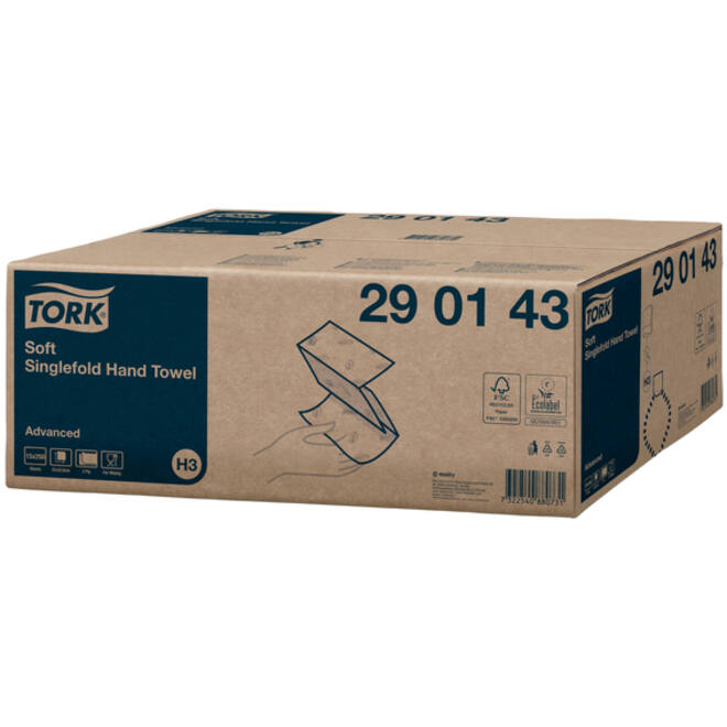 Handdoek Tork H3 Advanced Z 2 laags singefold 23x23cm wit 290143