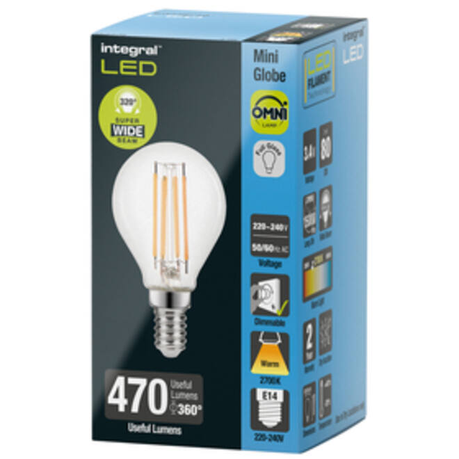 Ledlamp Integral E14 2700K warm wit 3.4W 470lumen