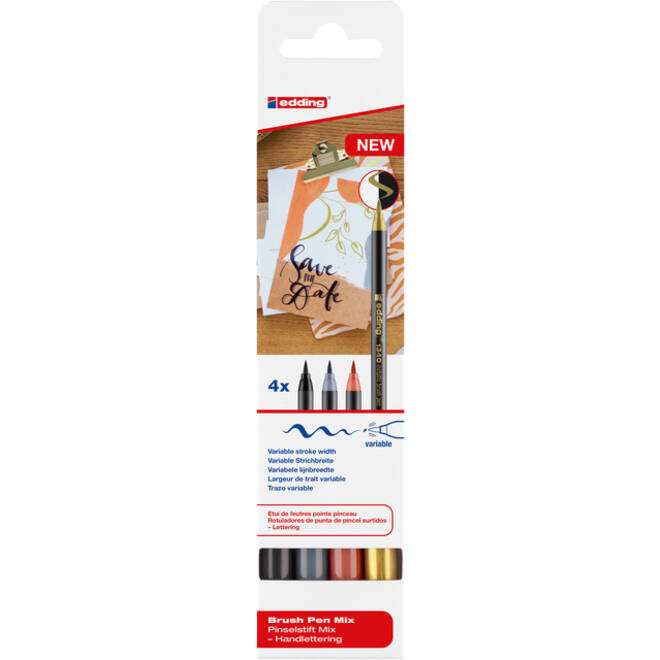 Brushpen edding 1340 letteringset assorti set à 4 stuks