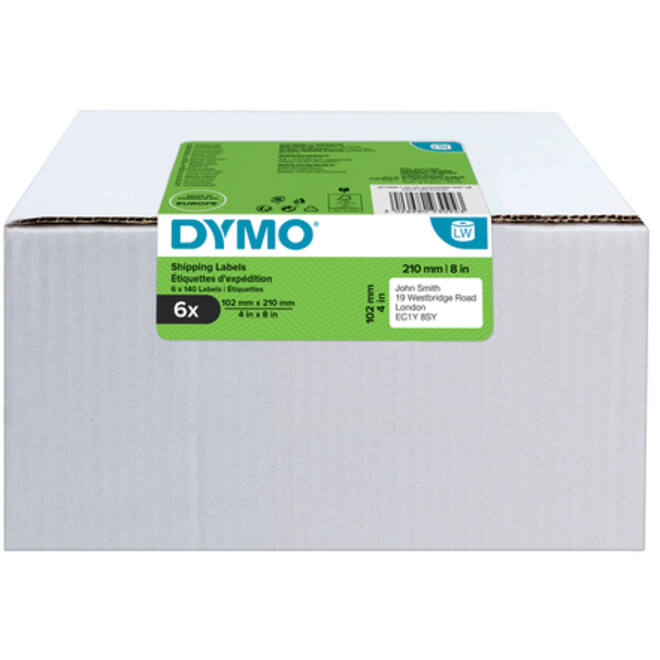 Etiket Dymo LabelWriter 5XL verzendlabel 102x210mm 6 rollen á 140 stuks wit