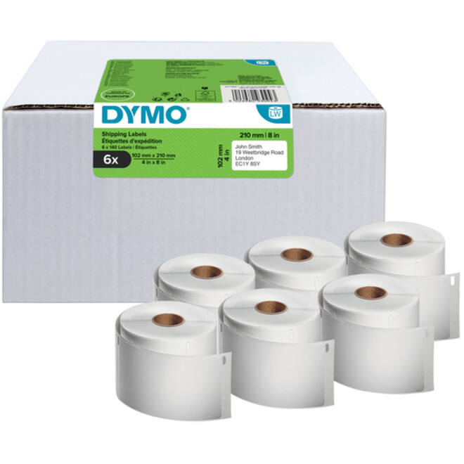 Etiket Dymo LabelWriter 5XL verzendlabel 102x210mm 6 rollen á 140 stuks wit