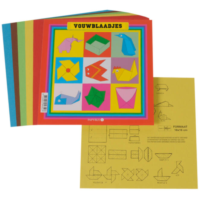 Vouwblaadjes vierkant 16x16cm 65gram assorti