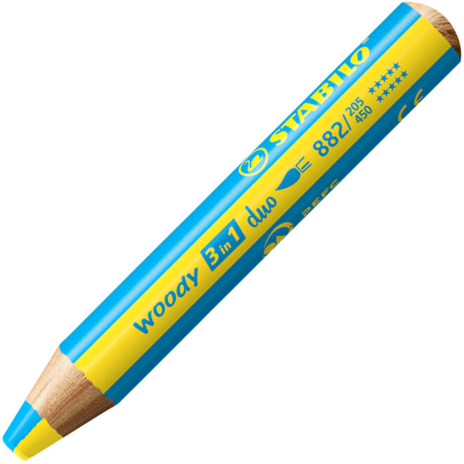 Kleurpotloden STABILO 882 woody 3 in 1 duo inclusief puntenslijper assorti etui 5 à stuks