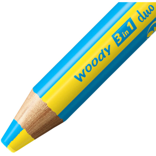 Kleurpotloden STABILO 882 woody 3 in 1 duo inclusief puntenslijper assorti etui 10 à stuks
