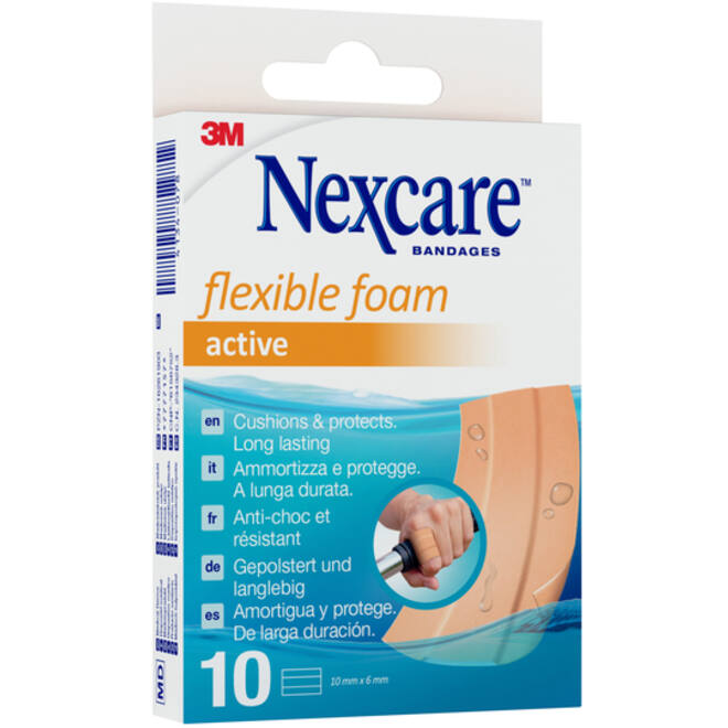 Wondpleister Nexcare active flexible foam waterbestendig 6x10cm 10 stuks