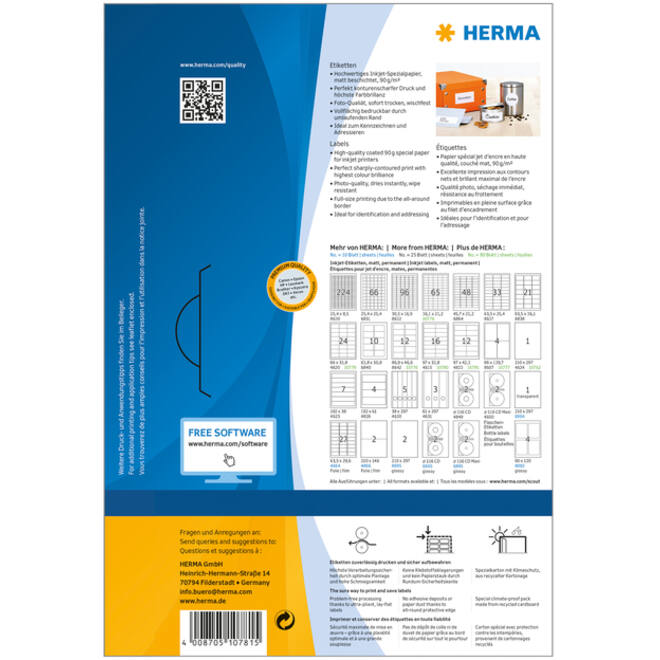 Etiket HERMA 10781 97x42.3mm wit 960stuks
