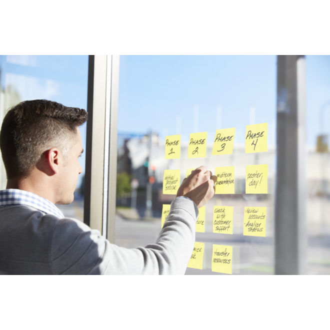 Memoblok Post-it 655 Super Sticky 76x127mm Canary yellow 12 stuks