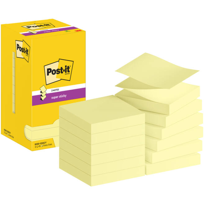 Memoblok Post-it Z-Note S330 Super Sticky 76x76mm geel