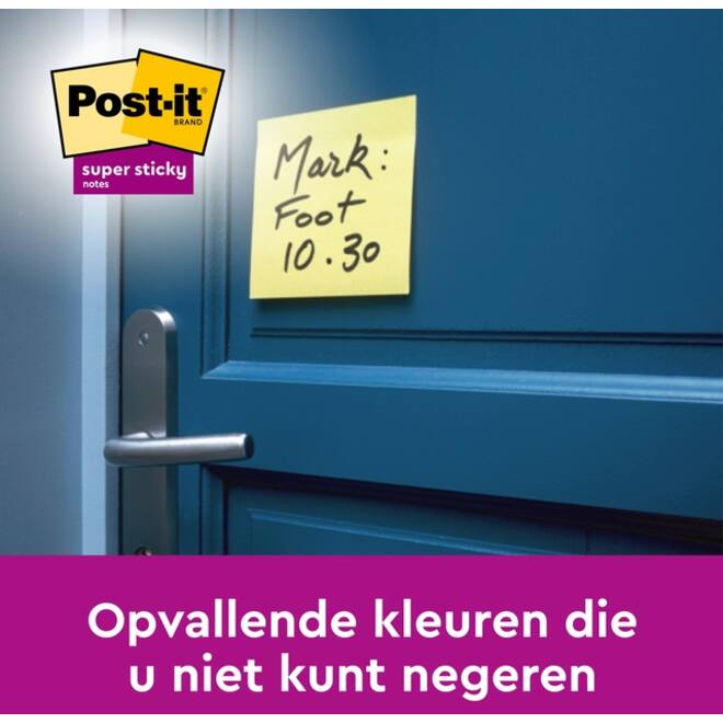Memoblok Post-it 654 Super Sticky 76x76mm canary yellow